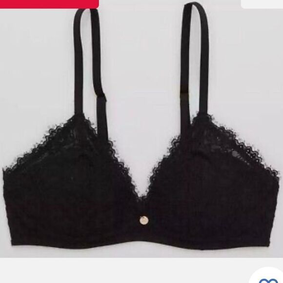 Aerie Real Power Plunge Push Up Eyelash Lace Bra Keyhole Olive Green XS NWT pkg - Picture 1 of 9
